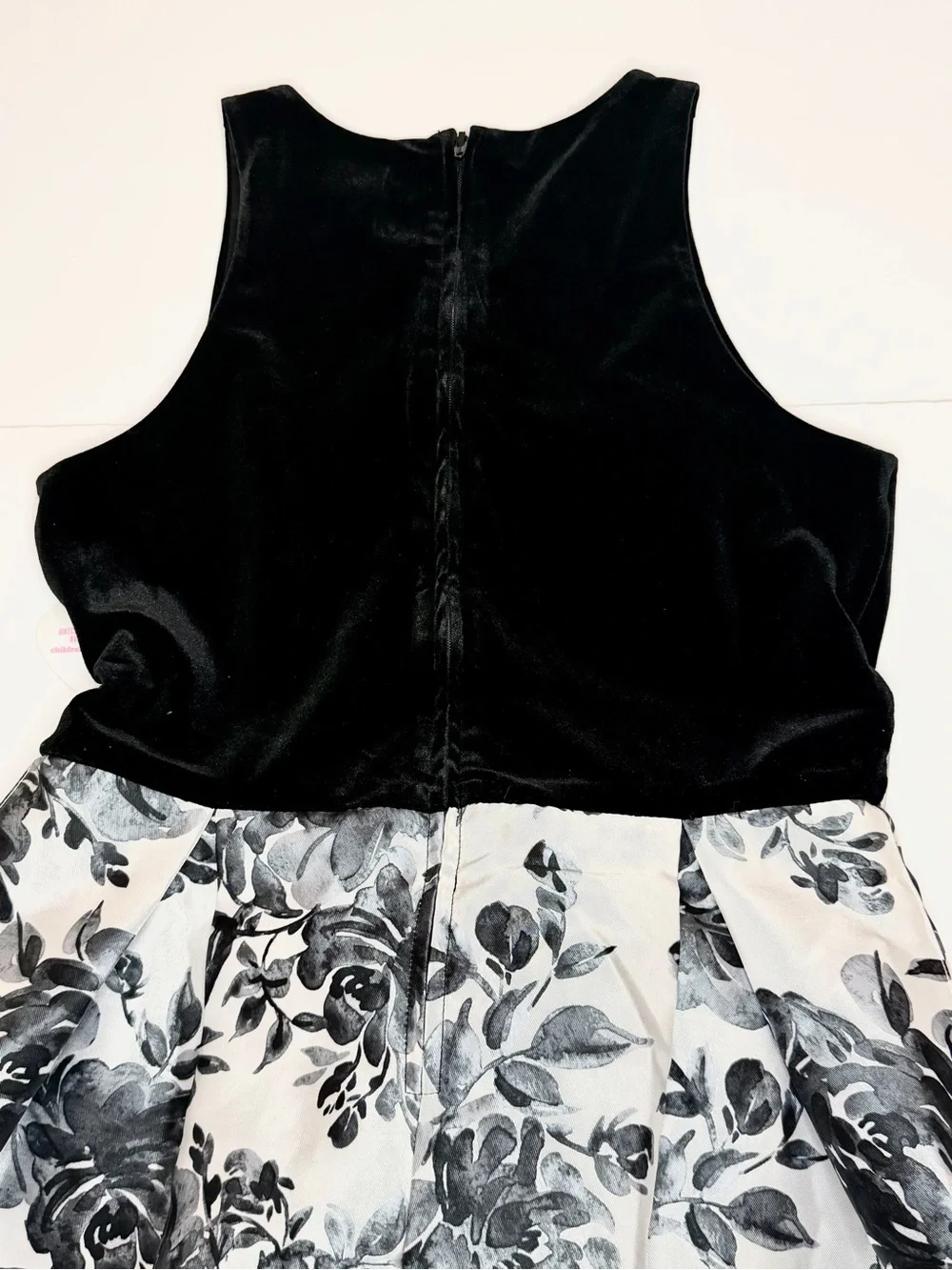 The‎ Children's Place Girls Black & White Floral Fit-and-Flare Dress size 14